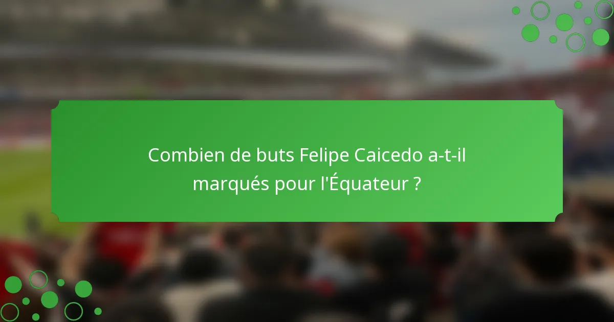 Combien de buts Felipe Caicedo a-t-il marqués pour l'Équateur ?