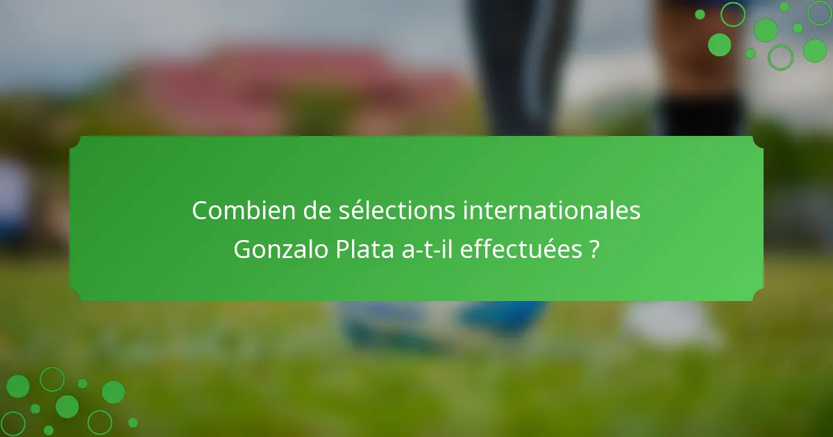Combien de sélections internationales Gonzalo Plata a-t-il effectuées ?