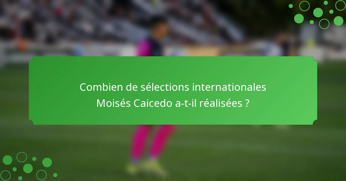 Combien de sélections internationales Moisés Caicedo a-t-il réalisées ?