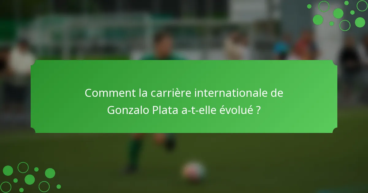 Comment la carrière internationale de Gonzalo Plata a-t-elle évolué ?