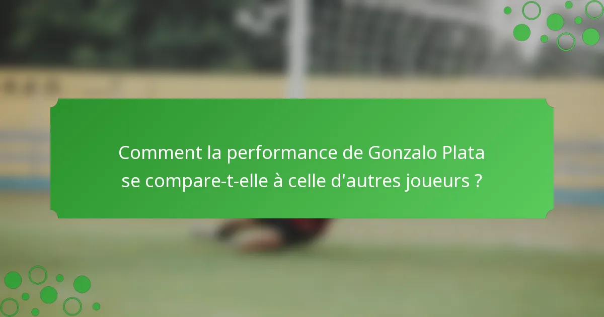Comment la performance de Gonzalo Plata se compare-t-elle à celle d'autres joueurs ?
