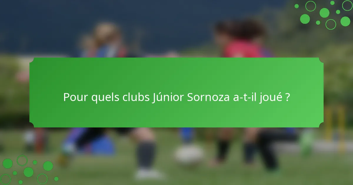 Pour quels clubs Júnior Sornoza a-t-il joué ?