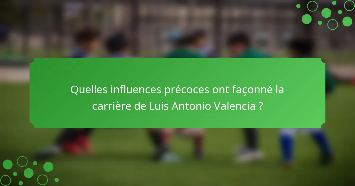 Quelles influences précoces ont façonné la carrière de Luis Antonio Valencia ?