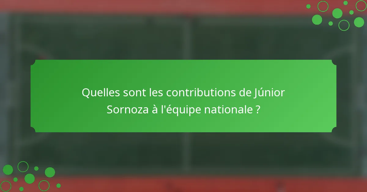 Quelles sont les contributions de Júnior Sornoza à l'équipe nationale ?