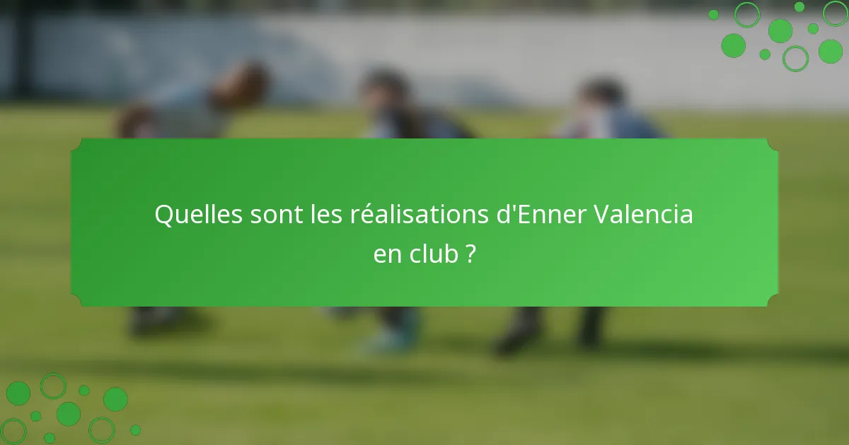 Quelles sont les réalisations d'Enner Valencia en club ?