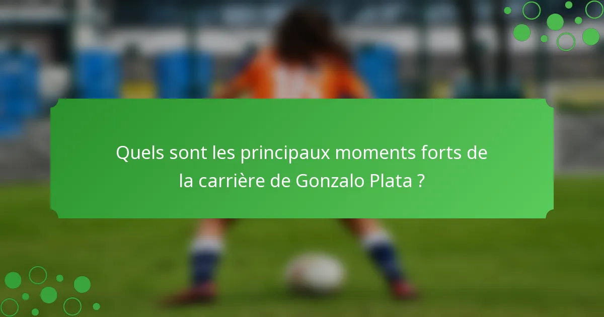 Quels sont les principaux moments forts de la carrière de Gonzalo Plata ?
